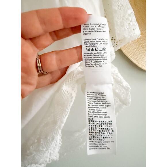 Madewell | NWT Embroidered Lace Button-Up Shirt in White | Sz S - Picture 9 of 12